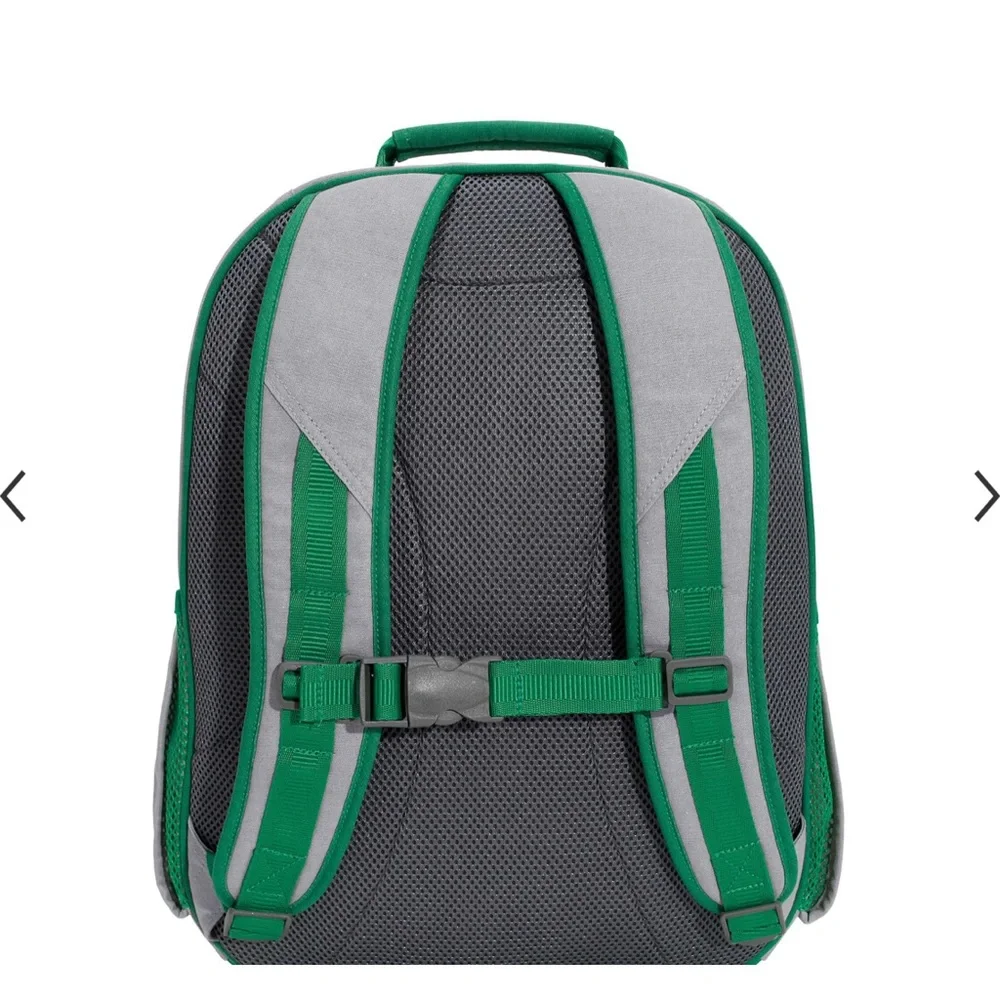 Pottery Barn Kids Gray and Green Mackenzie Chenille Dinosaur Appliqués Backpack